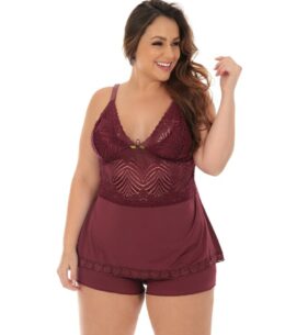  Baby Doll Plus Size com renda – Rose