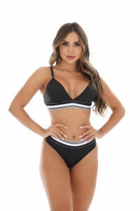 Conjunto de Lingerie com Elástico Tricolor