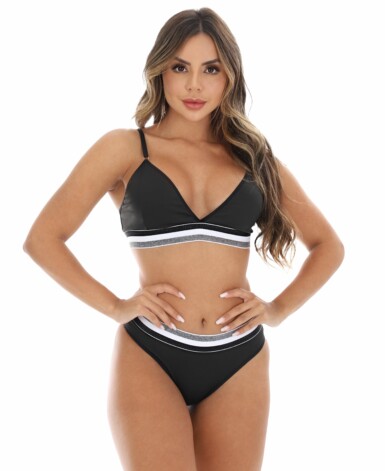 Conjunto de Lingerie com Elástico Tricolor
