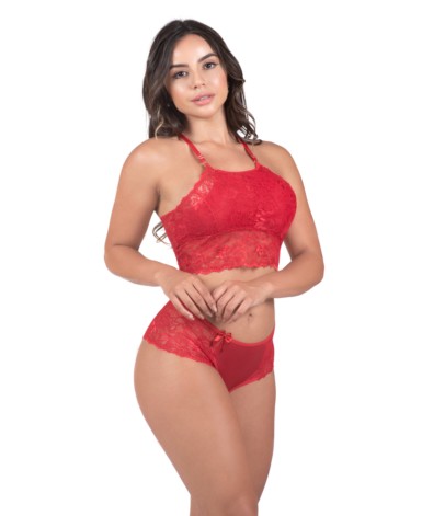 Conjunto de lingerie em renda sem bojo - Deluene