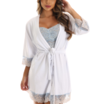 Robe de microfibra com renda bicolor