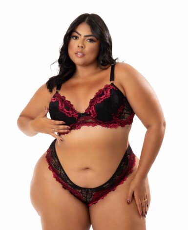 Lingerie em renda bicolor Plus size rubi