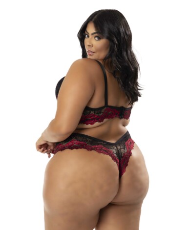 Lingerie em renda bicolor Plus size rubi costas