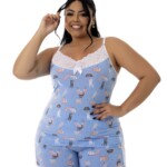 Baby Doll em Suede Estampado Plus Size