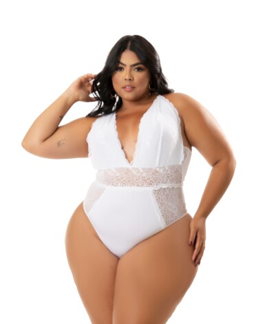 Body Feminino Plus Size Decotado