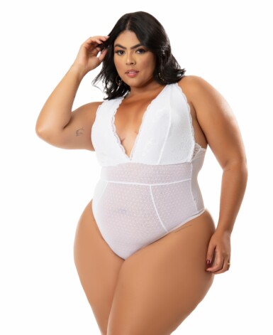 Body Plus Size Renda e Tule