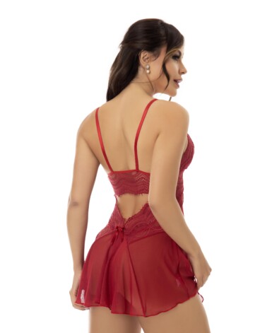 Camisola de Tule e Renda com Costas Abertas