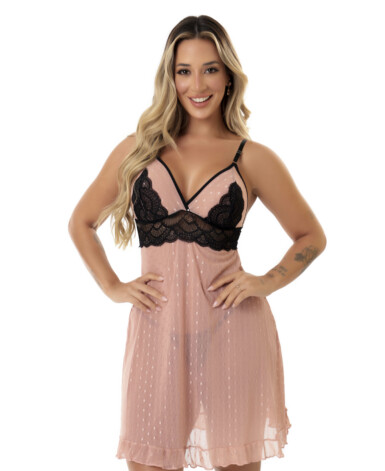 Camisola de Renda com Tule