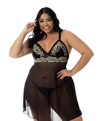Camisola Sensual em Tule Plus Size - Geisa