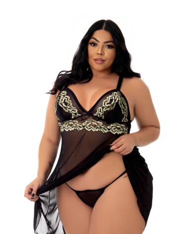 Camisola Sensual em Tule Plus Size - Geisa