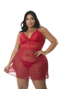 Camisola sexy plus size com calcinha