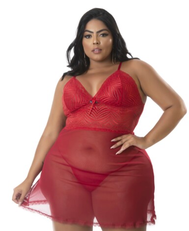 Camisola sexy plus size com calcinha