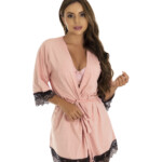 Robe de microfibra com renda bicolor