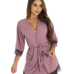 Robe de microfibra com renda bicolor