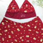 Short Doll Estampado Top com Renda