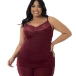Short Doll em Liganete Estampado com Renda Plus Size