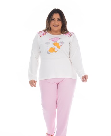 Pijama plus size com blusa estampada