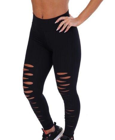 Calça legging preta com recorte