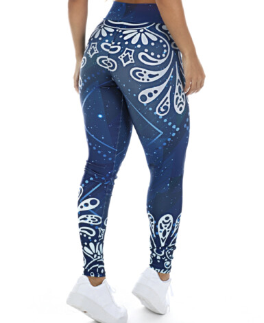 Calça legging azul sublimada costas