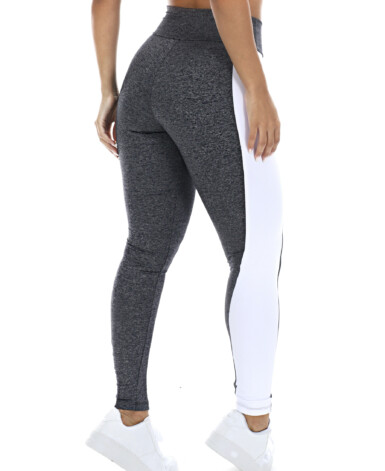 Calça legging mescla com faixa branca costas