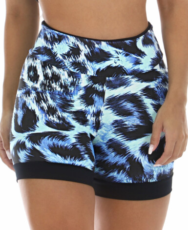 Short Fitness em animal print azul