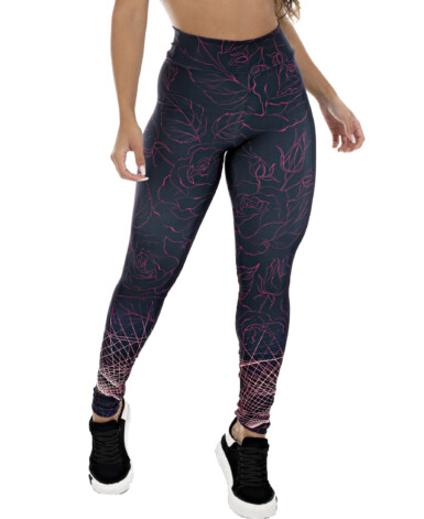 Calça legging preta sublimada