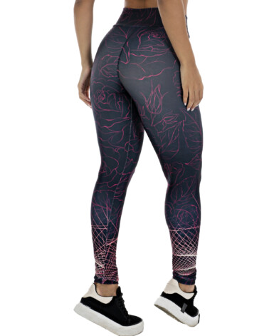 Calça legging preta sublimada