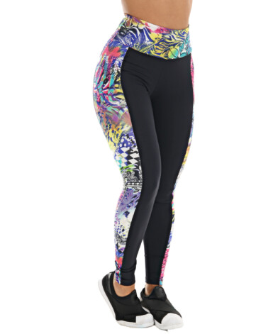 Calça legging preta com Estampas