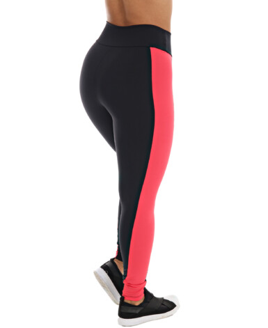 Calça legging com faixa lateral em vermelho