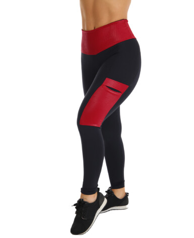 Calça Legging com Cós em Cirrê Vermelho