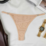 Tanga Fio Dental com Biju e Elástico Franzido