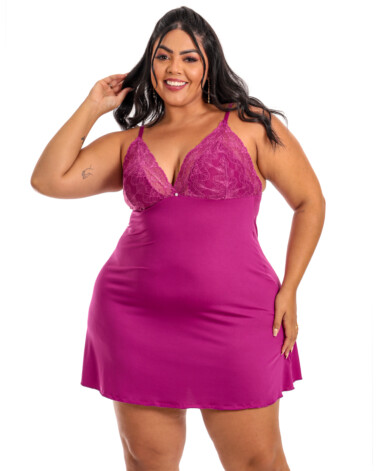 Camisola Básica Plus Size com Renda