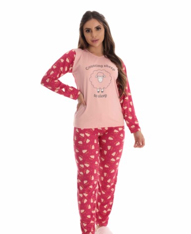 Pijama Longo Feminino em suede – Romance