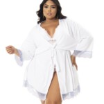 Robe Plus Size de Microfibra com Renda Bicolor