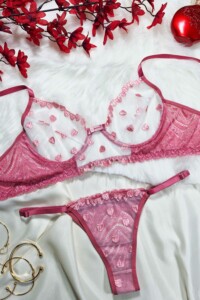 Conjunto Sexy sem Bojo com Tule Desenhado - Larissa