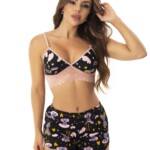 Short Doll Estampado Top com Renda