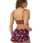 Short Doll Estampado Top com Renda