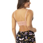 Short Doll Estampado Top com Renda
