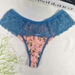 Calcinha Estampada com Renda Vazada nas Laterais