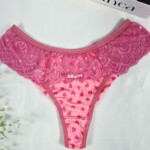 Calcinha Estampada com Renda Vazada nas Laterais