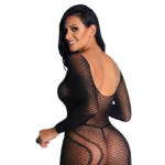 Vestido Bodystocking Preto Vazado - Amanda