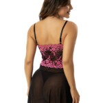 Camisola de Bojo com Tule Bordado Bicolor