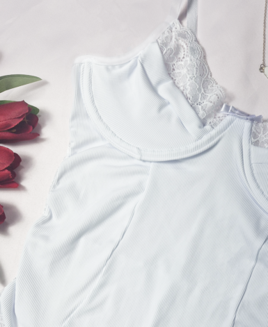 Body Canelado com Renda e Aro - Vanessa