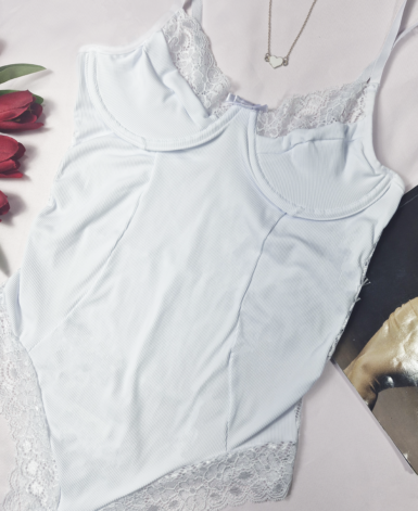 Body Canelado com Renda e Aro - Vanessa