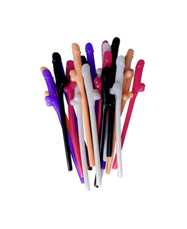 Kit com 10 - Canudo Erótico / Formato Pênis - Cores Variadas