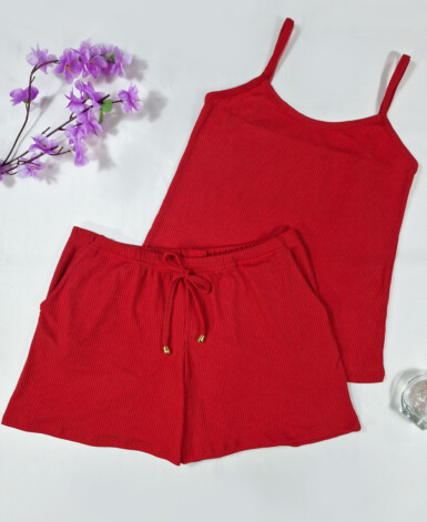 Short Doll Canelado com Bolso