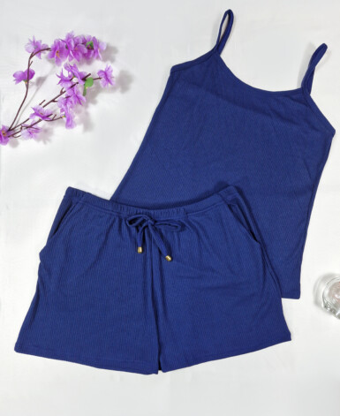 Short Doll Canelado com Bolso