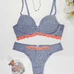 Conjunto de Bojo Mescla com Detalhe em Renda - Mel