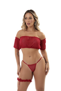 Conjunto Ciganinha em Tule Dot com Perneira