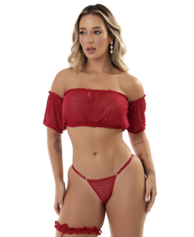Conjunto Ciganinha em Tule Dot com Perneira